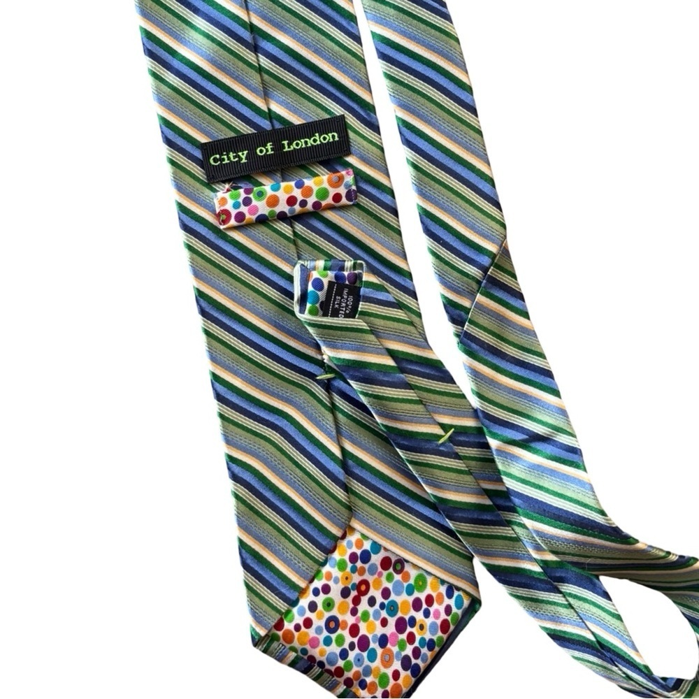 City of London Silk Striped and Polka dot Necktie - Green